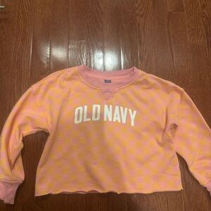Old Navy Pink and Yellow Checkered Kids Sweatshirt
